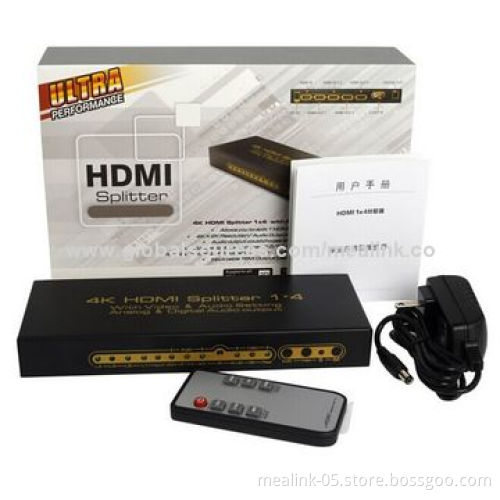 HDMI Splitter 1 x 4 with Audio 5.1-channel, 4*2K, 3D, Remote ControlNew